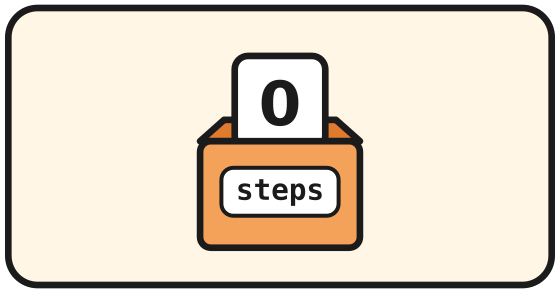 A memory box named steps holding 0