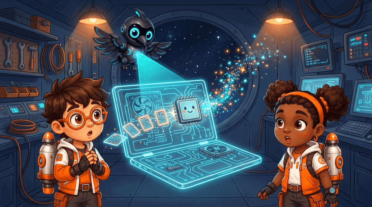Rocket holds a tiny chip. Nova shows it doing one step at a time.