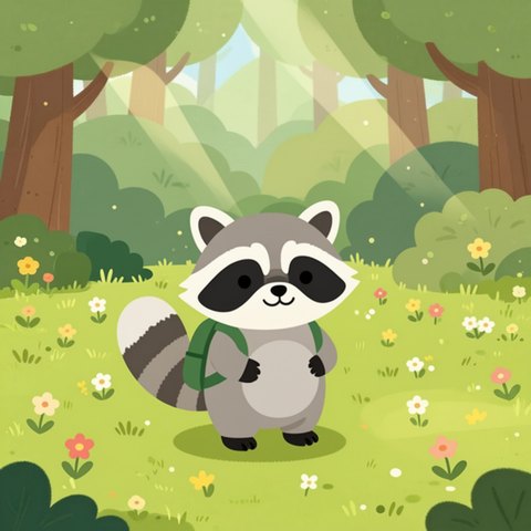Riley the Raccoon holding a puzzle piece